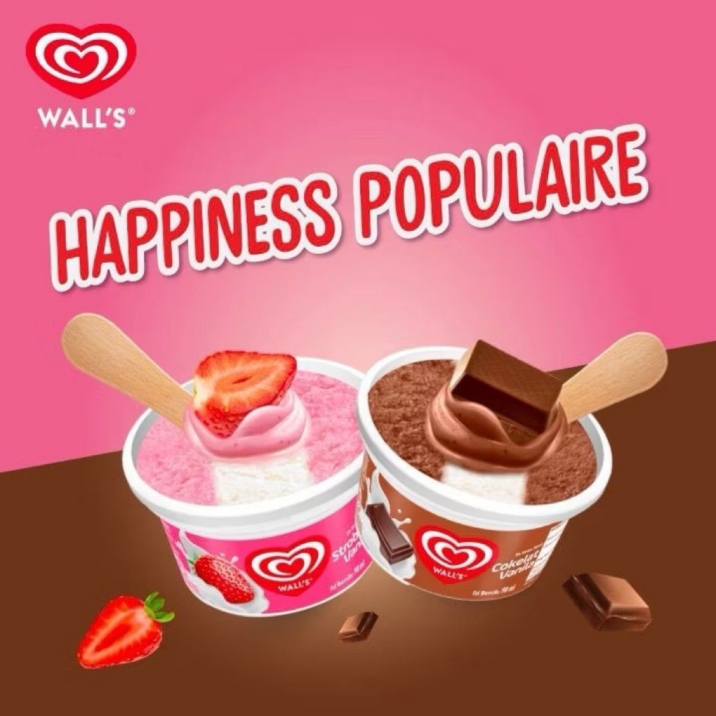 Es Krim Walls Populaire Coklat & Strawberry