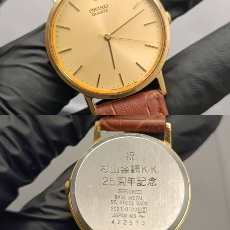SEIKO QUARTZ Base Metal Original water resist Case Back terdapat huruf Kanji ( Rare )