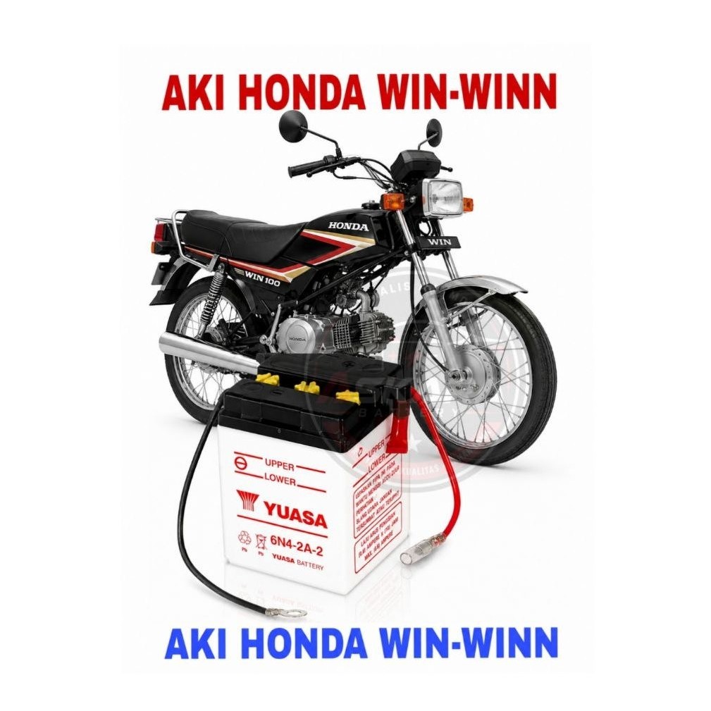 Aki HONDA WIN YUASA 6N4-2A Aki Basah 6Volt 4Ah