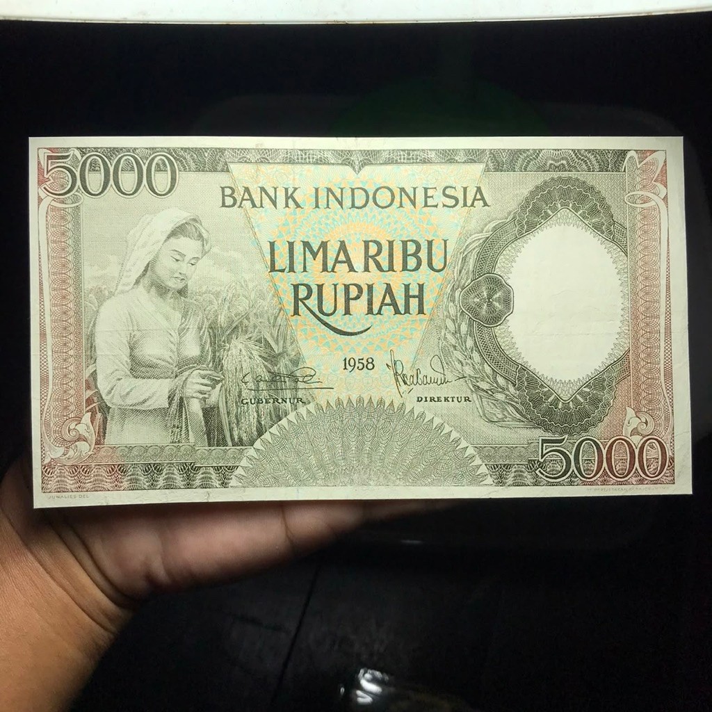 Uang Kuno Indonesia Asli Seri Pekerja 5000 Rupiah Tahun 1958