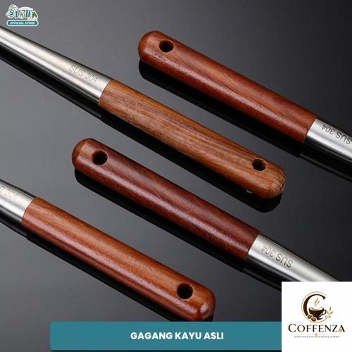 Spatula Stainless Steel paket 3pcs Nr-2029 Gagang Kayu Panjang Tahan Panas untuk Memasak & Menyaring