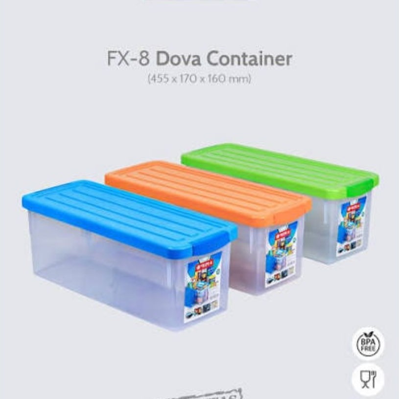 Dova container FX-8 lion star/box plastik panjang lion star/Container box Dova container/wadah snack