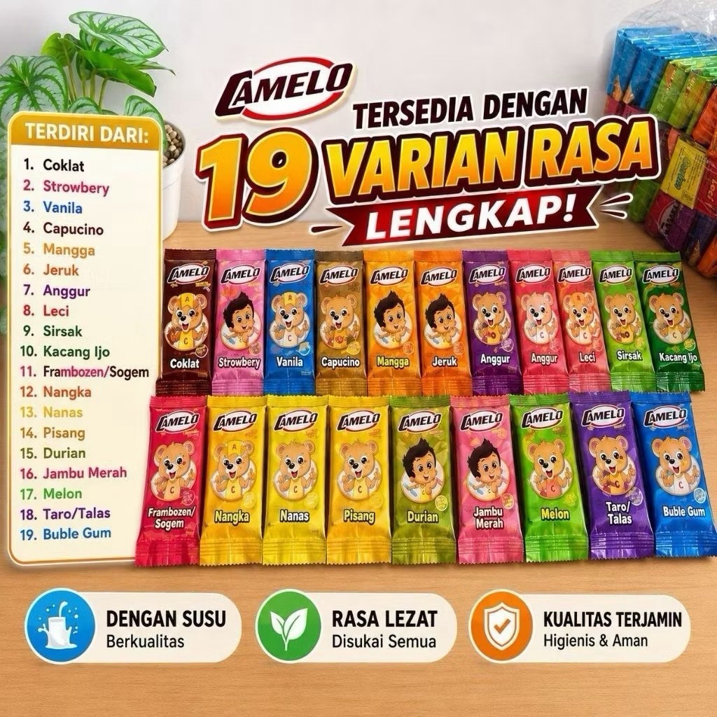 MIX PACK Es Camelo Bubuk Suntik 10 Pcs - 19 Pilihan Rasa, Cepat Beku, Praktis Disajikan