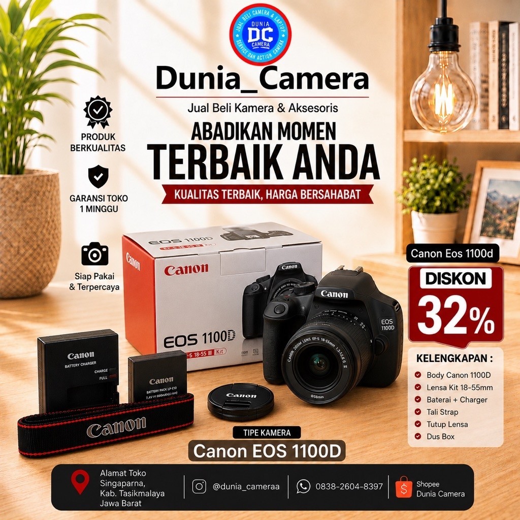 Canon 1100d bekas No Vignet mulus