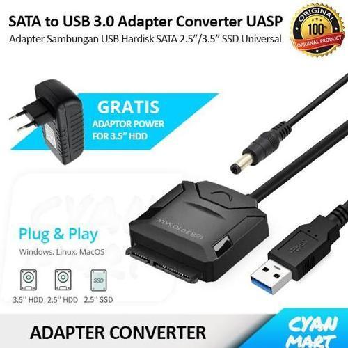 Kabel Hardisk External USB 3 SATA HDD SSD 2.5 3.5 Adapter Converter