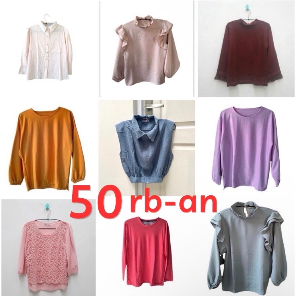 Pakaian Blouse Kemeja Hoodie Sweater Vest Rompi Motif Batik Kotak Garis Polos Wanita Personal Collec