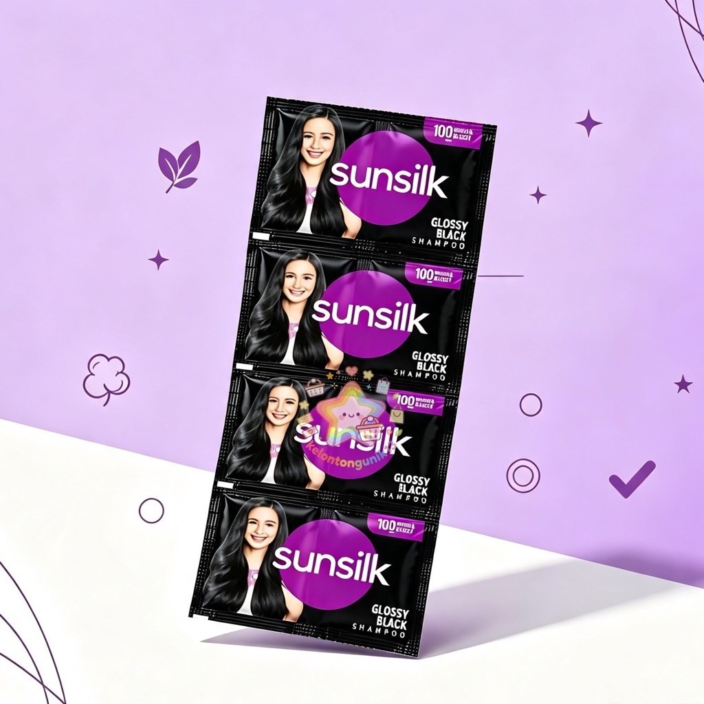 Shampo Sunsilk Hitam sachet rencengan - shampo sunsilk hitam glossy black