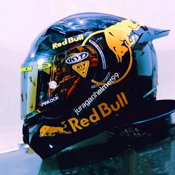 Helm Full face KYT K2 Raider Paket Ganteng Red Bull Gold