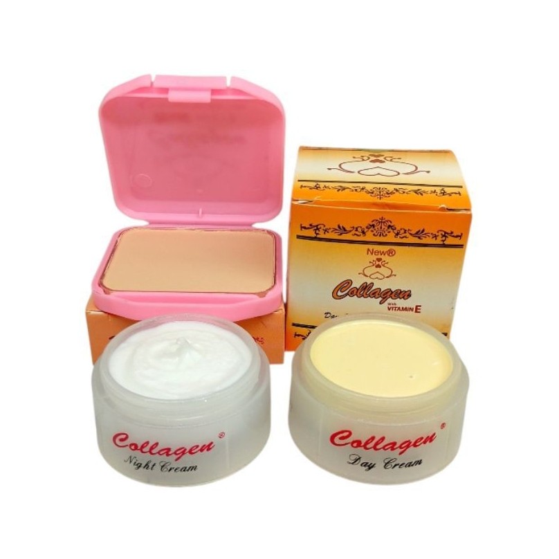 paket perawatan wajah collagen susun NEW R + bedak reffil collagen