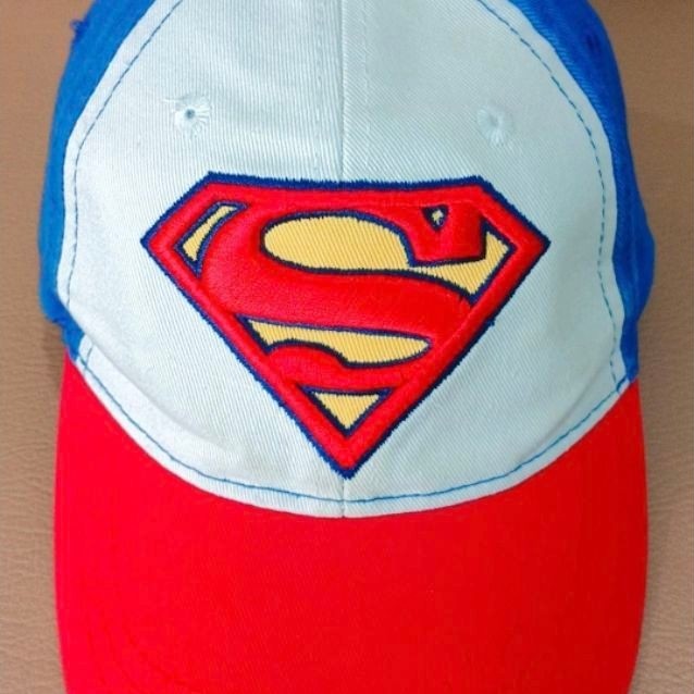 Topi Superman Logo Trucker Hat Polyflex Lidah Tekuk Biru Putih Merah