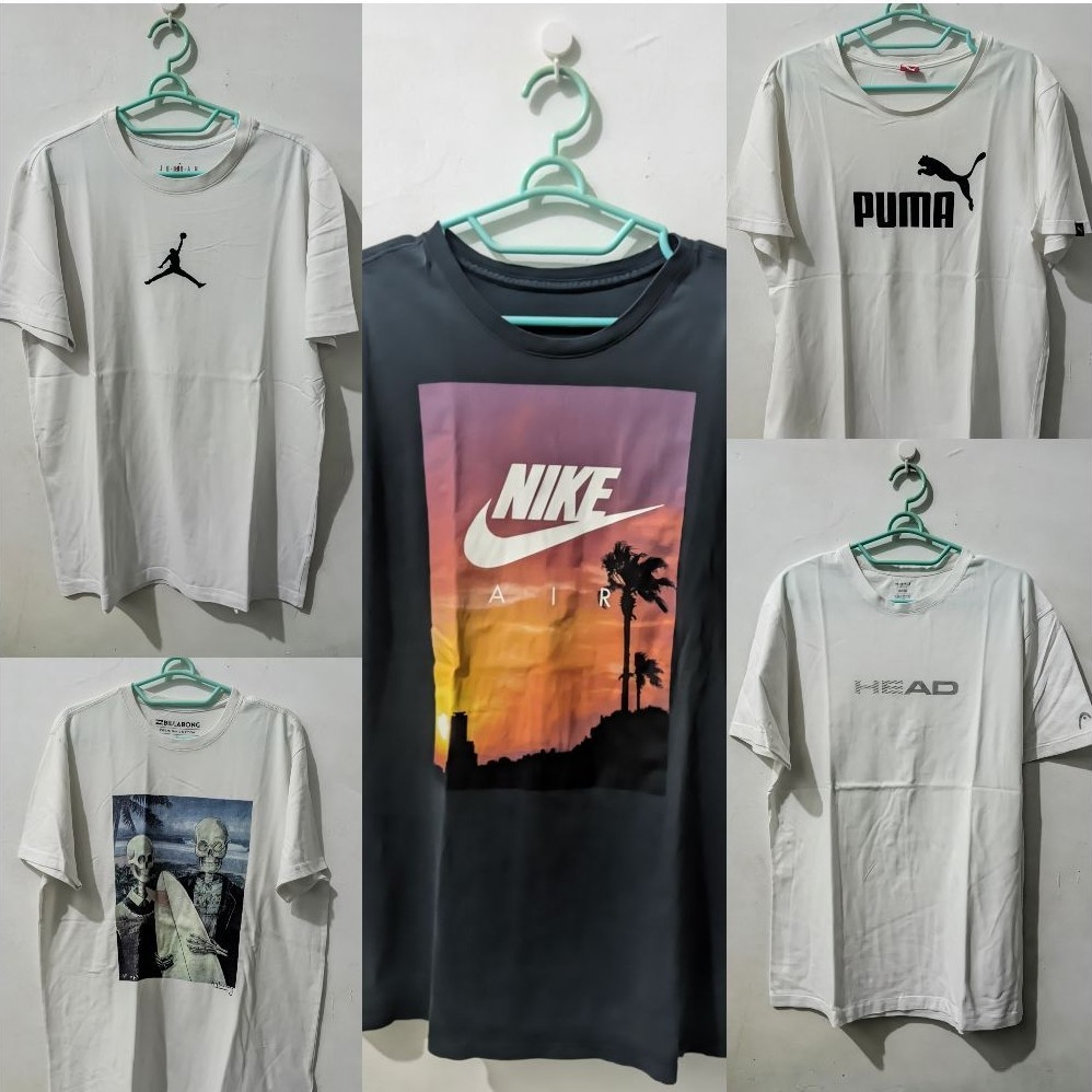 kaos katun nike head billabong adidas jordan preloved