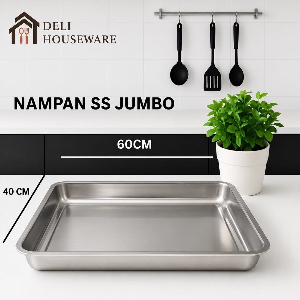 Nampan Stainless Jumbo 40x60Cm / Nampan Segi CafeResto Tebal