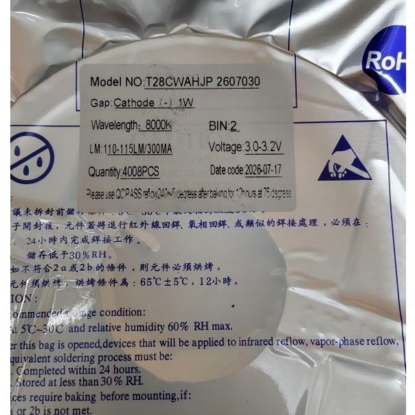 Led SMD 2835 1W/3V/8000kelvin putih salju