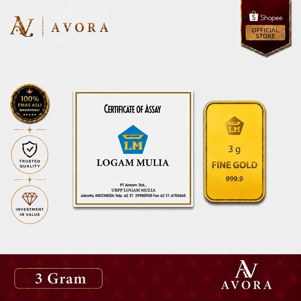 Avora Emas Logam Mulia Antam Retro Berdiri LM 3 Gram Tahun 2026