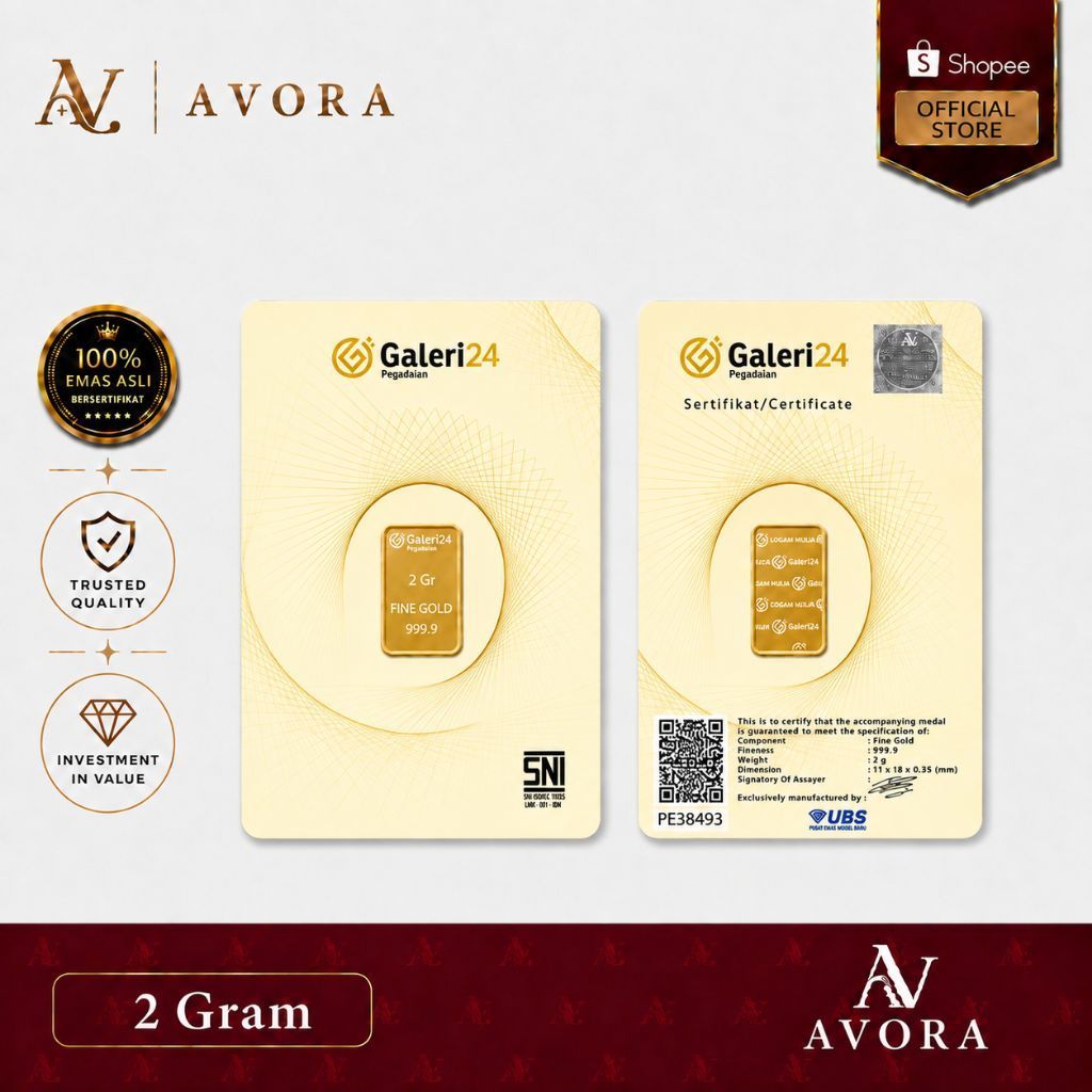 Avora Emas Logam Mulia Galeri24 LM 2 Gram Tahun 2026