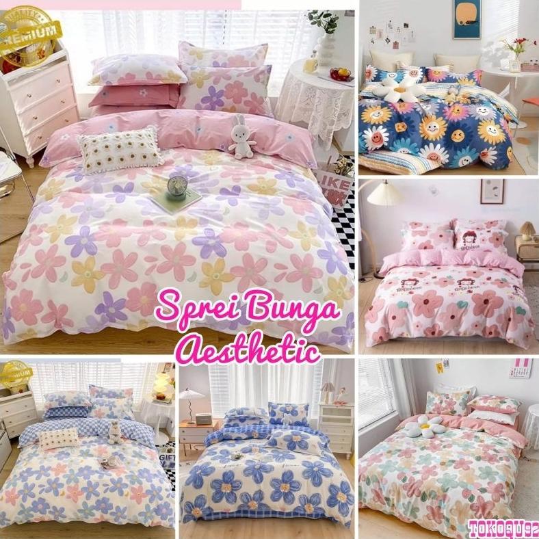 SPREI MOTIF BUNGA AESTHETIC UK 180X200 BED NO 1 KING SIZE DAN 120X200 BED NO 3 SINGLE SIZE / SPREI H