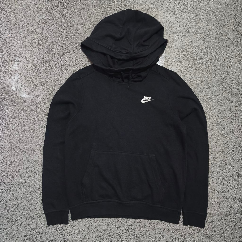 Hoodie Centang Naik Funnel Neck Sportswear Black Small Swoosh Sweatshirt Casual Streetwear Basic