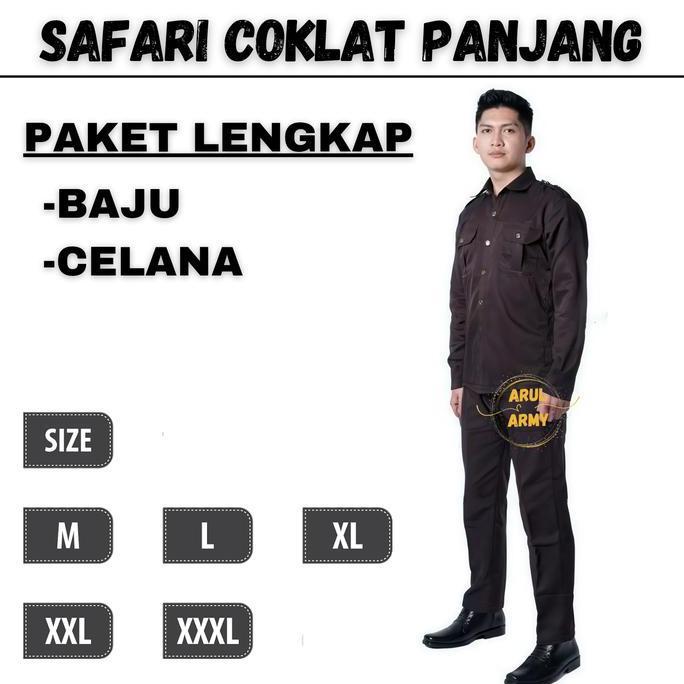 GROSIR SERAGAM SAFARI PDH PDL SATPAM SECURITY COKLAT PANJANG PENDEK UNISEX BAJU KEAMANAN SUPIR DRIVE