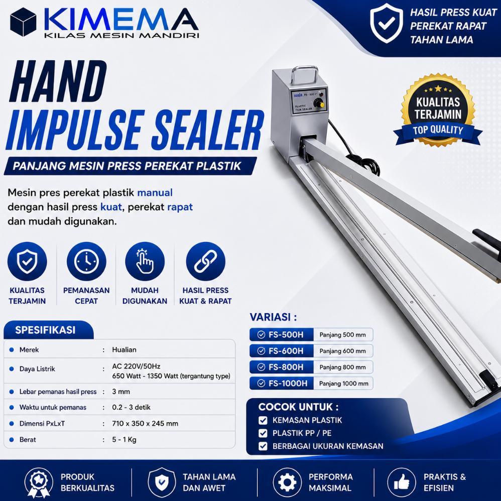 HAND IMPULSE SEALER PANJANG MESIN PRESS PEREKAT PLASTIK COCOK UNTUK LAUNDRY