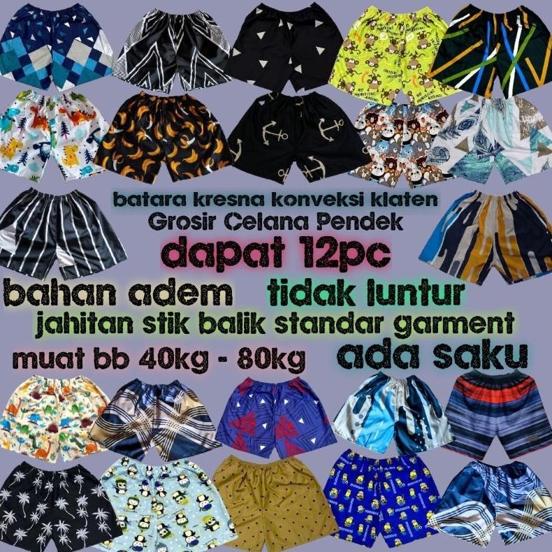 TERMURAH 1 LUSIN GROSIR CELANA PENDEK KOLOR BOXER PRIA WANITA LUSINAN