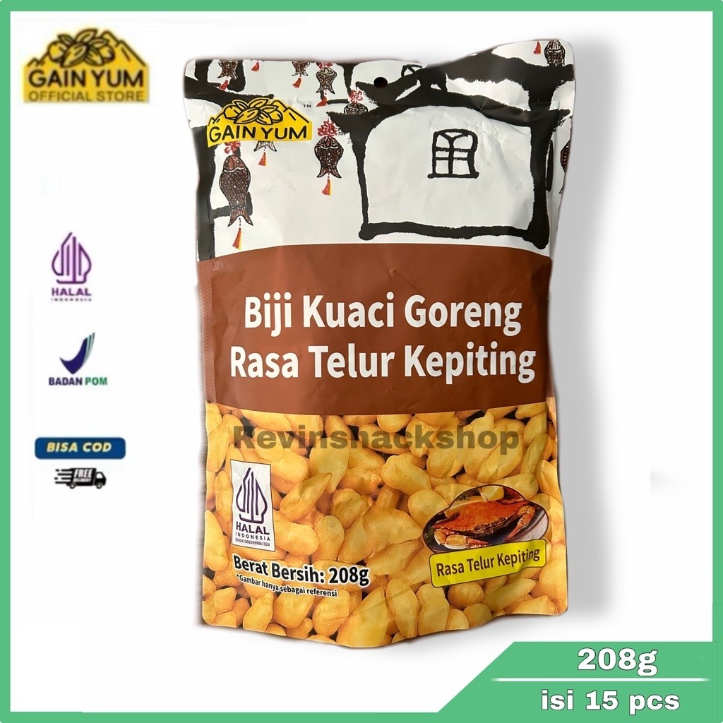 Gain Yum Kuaci Kupas Rasa Telur Kepiting | Crab Roe | 208g | 75g | Exp 2027