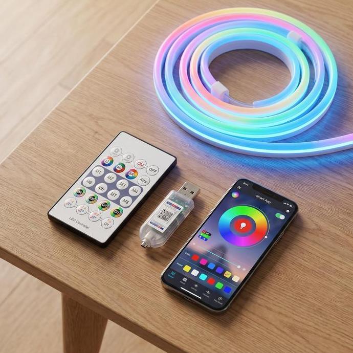 Savinom_Seller - Lampu Neon Flex Running 5Meter Berjalan 5V Usb /Lampu Aesthetic Kamar /Lampu Led Ru
