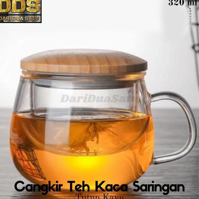 Gelas Cangkir Teh Kaca Tea Cup Mug With Infuser