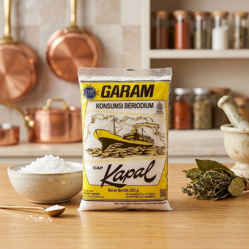 Garam Beryodium Cap Kapal 250g - Garam Dapur Beryodium Praktis untuk Memasak