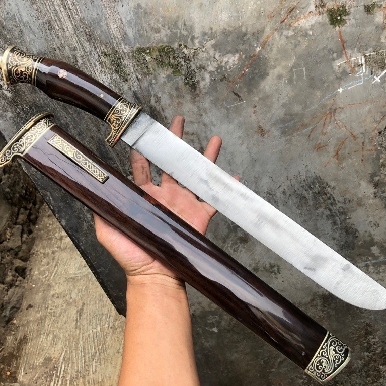Pisau Sembelih Baja BOHLER N690 35cm 60HRC Tajam - Sarung Kayu snokeling, Gagang snokeling, Fulltank