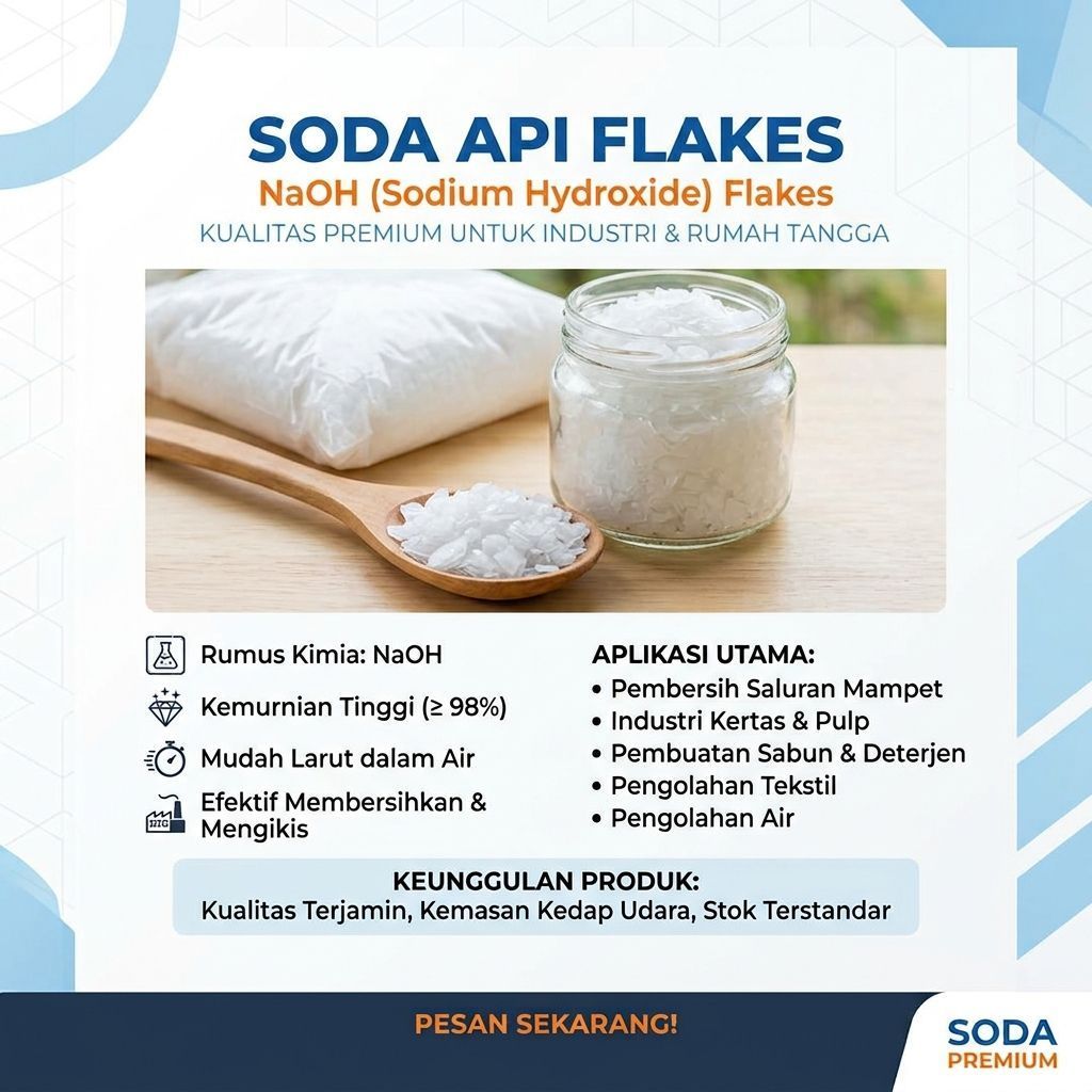 NaOH 500 gram, Sodium Hidroksida Flakes, NaOH murni, NaOH premium