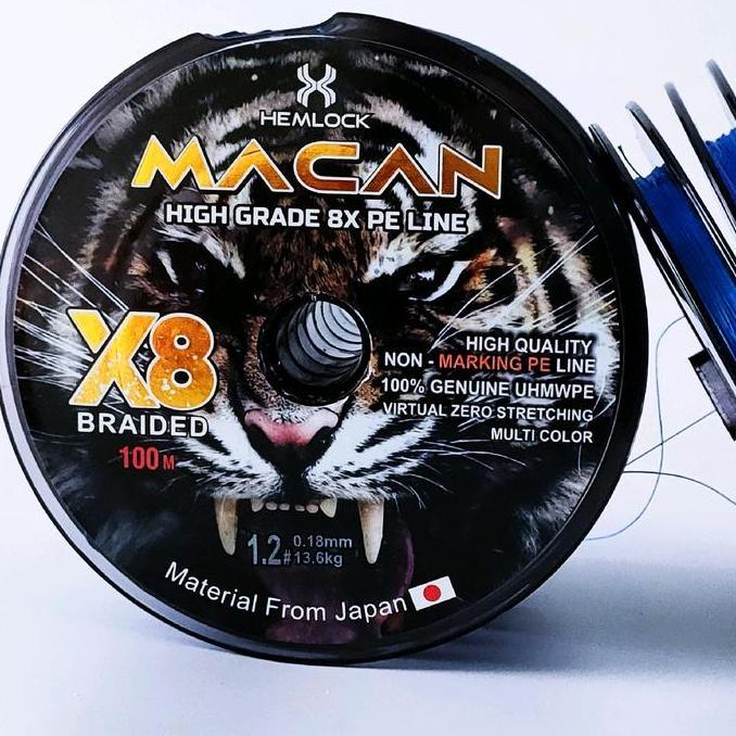 (Good) SENAR PANCING PE X8 MACAN 100M HEMLOCK ORIGINAL MULTI COLOR