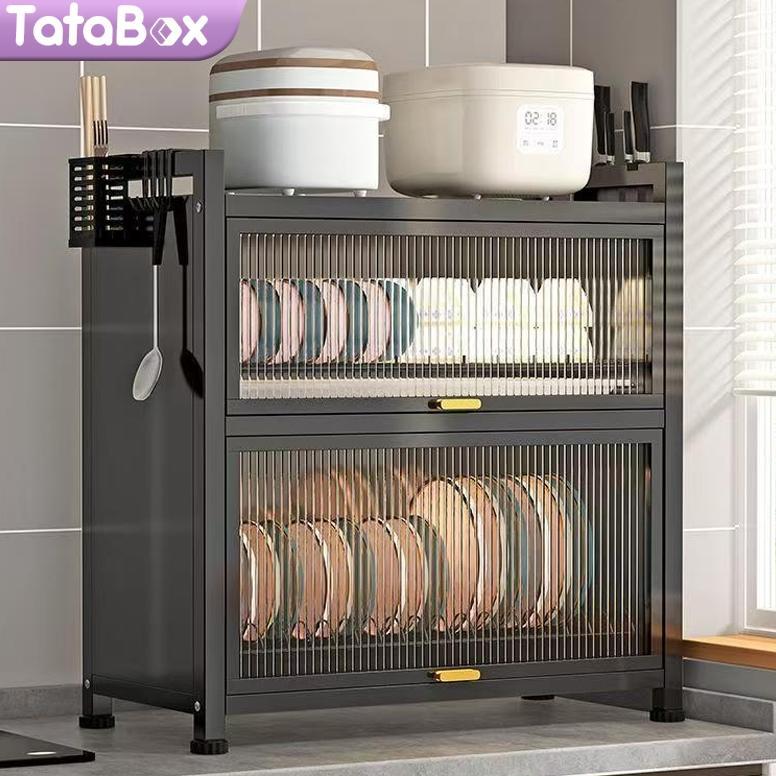 TataBox Rak Piring Tertutup Rak Cuci Piring  Lemari Piring Kecil Stainless Steel Rak Dapur Dish