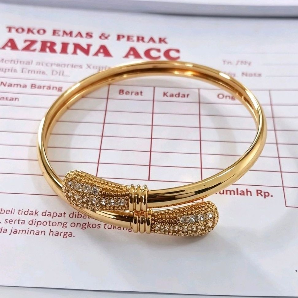 GELANG TANGAN BANGLE BOBA LABU BRACELET PERHIASAN WANITA BERLAPIS EMAS MUDA FREE SURAT DARI TOKO