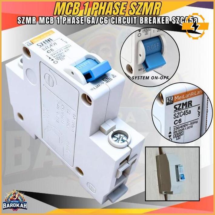 Mcb Szmr 1P C6 Meilanrilan Miniature Circuit Breaker 1 Phase 6 Ampere Meilanrilan Szmr Szc45A Origin