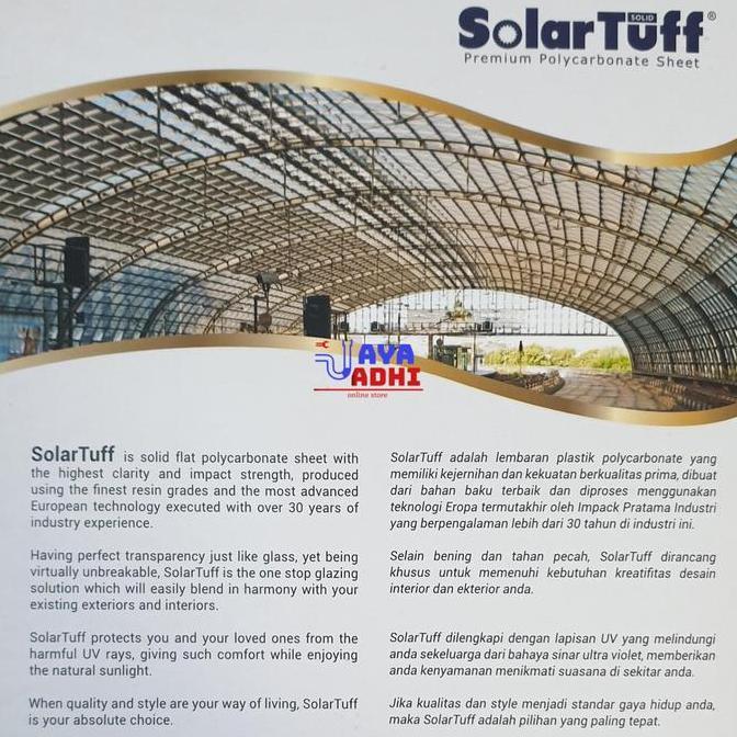 :::::::] Solartuff GREY 1,2mm / SolarFlat Riben Atap Kanopi Policarbonate Solid Transparan UV Side