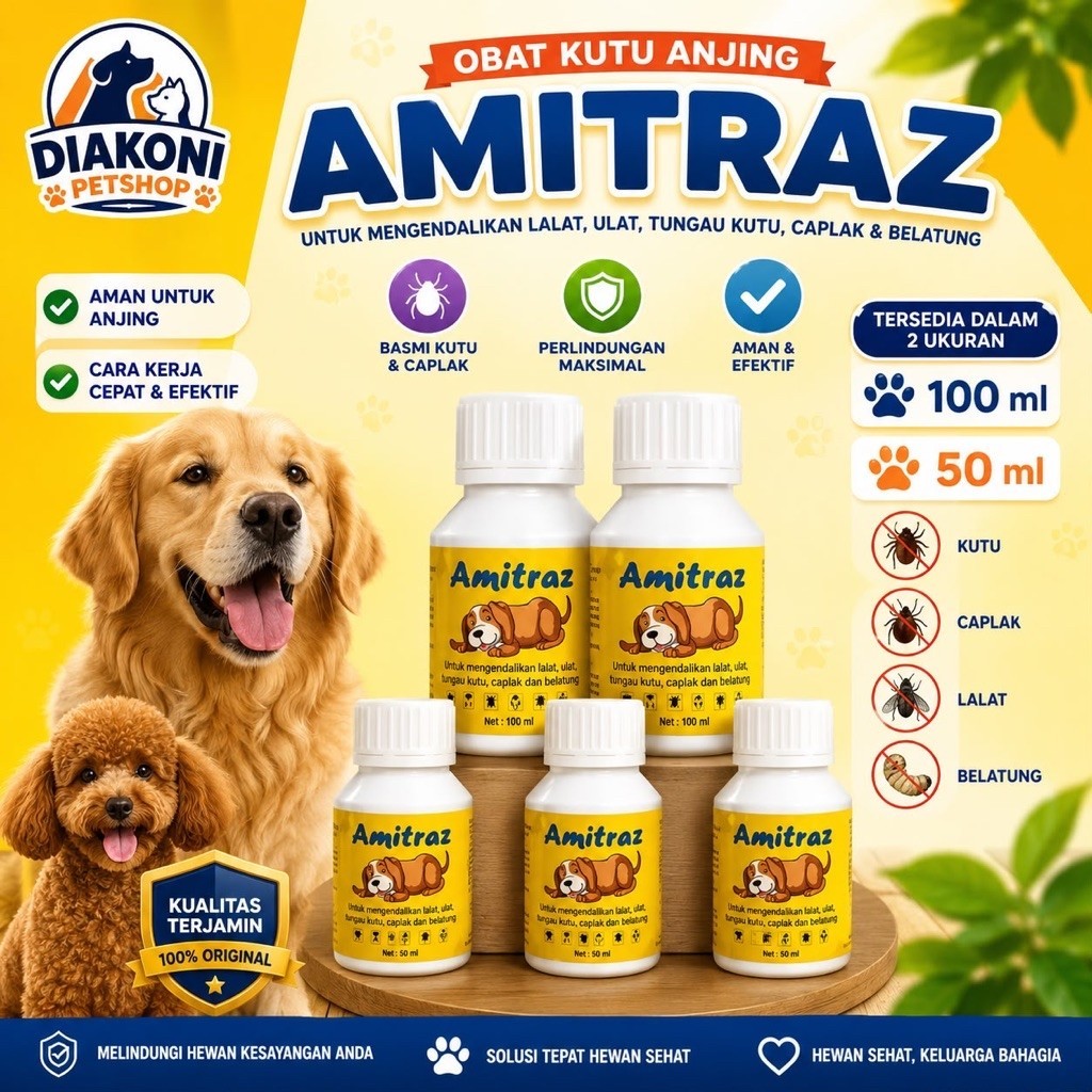Amitraz Amitras Asli 50ml Obat Kutu Demodex Jamur Anjing Ampuh