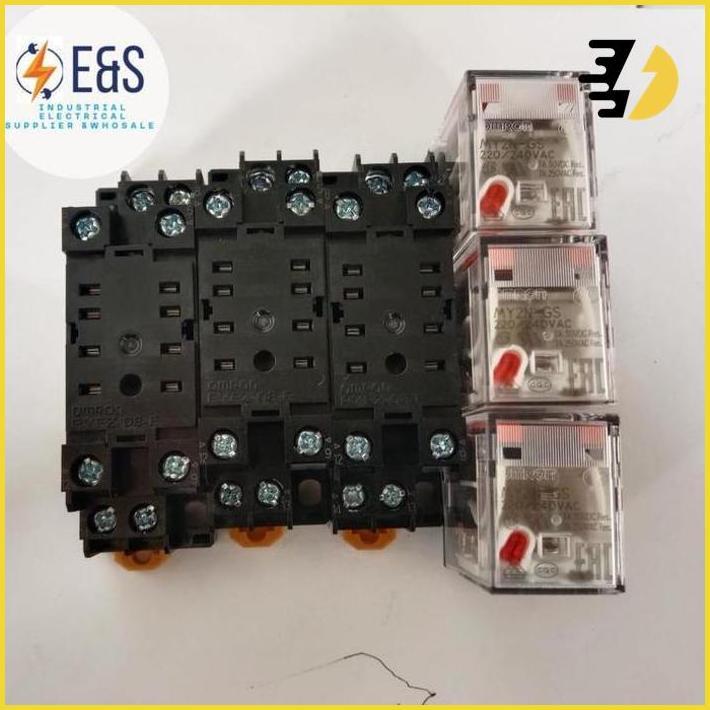 Relay Omron My2N Gs Ac 220V + Socket Omron Original My2 Baru