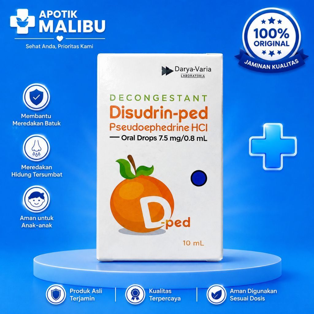 Disudrin-ped Pseudoephedrine HCl Oral Drops 7.5 mg/0.8 mL 10 mL untuk Anak