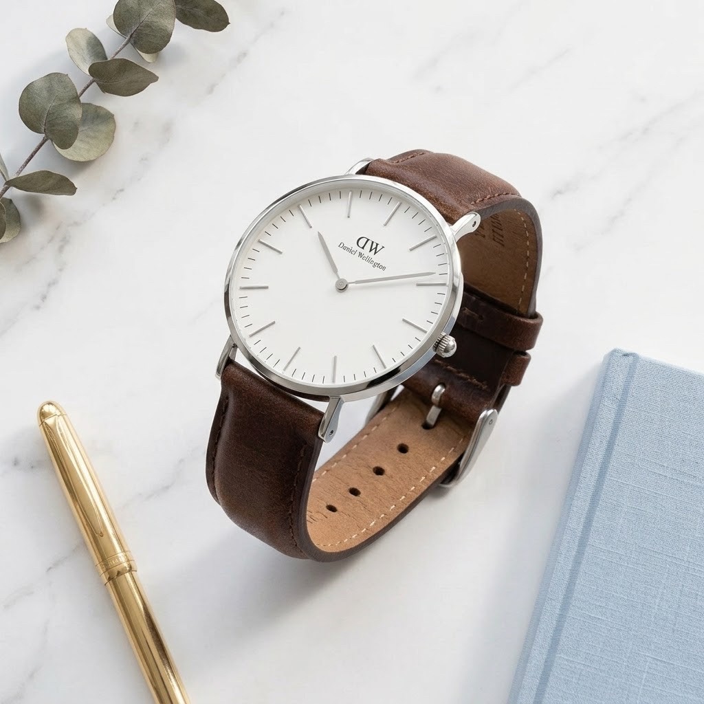 DISKON Jam Tangan Daniel Wellington DW Pria Wanita Analog Tali Kulit Classic Silver Minimalis Tipis