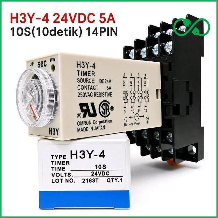Timer H3Y4 24V Timer H3Y4 10Detik 60Detik Original H3Y4 24Vdc Premium