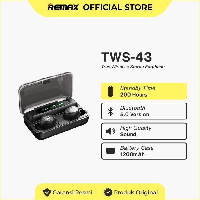 Wowoi- Remax True Wireless Stereo Hi-Fi With Led Display Case 5,0 Version Bluetooth Tws-43 Earphones