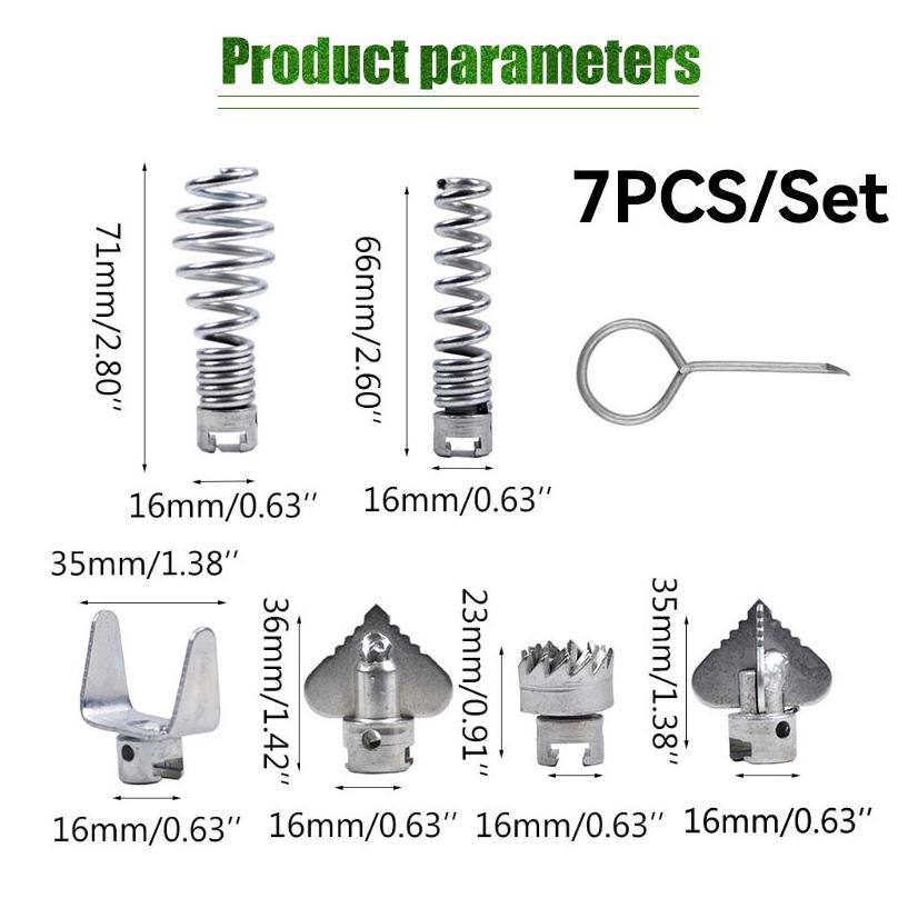 7Pcs/Set 16MM Drain Cleaner Cutter Head Set / Head Cutter For Drain Cleaner / Rooter Machine