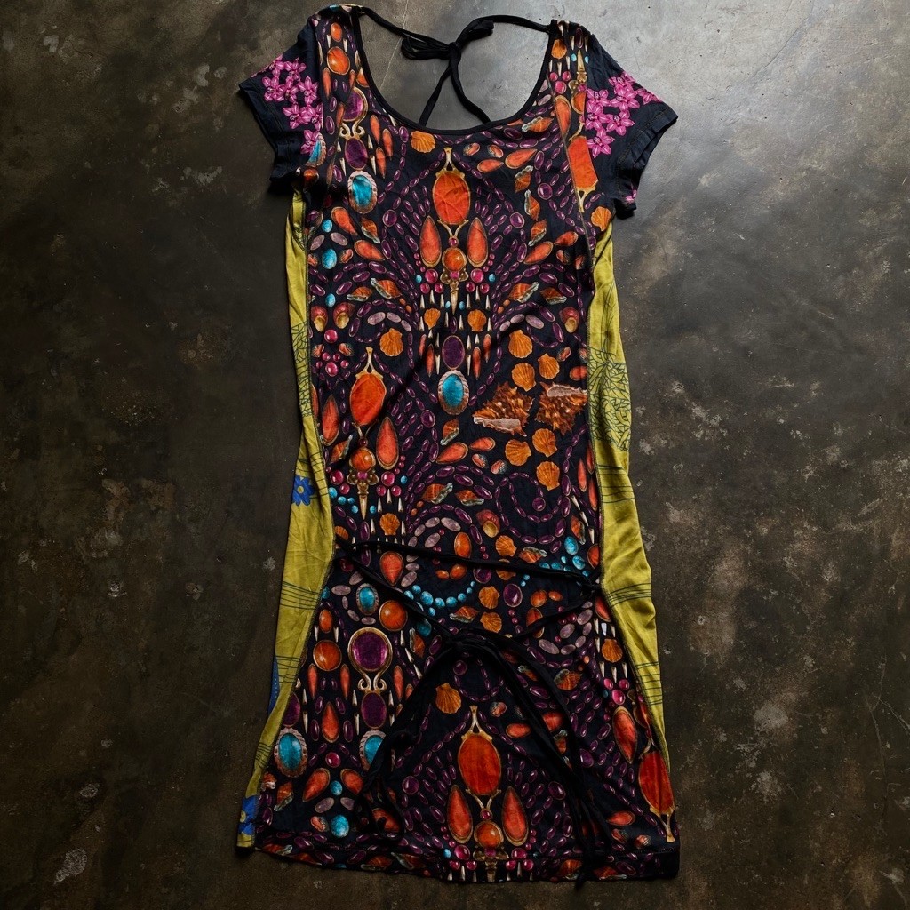LUXURY CUSTO BARCELONA DESIGNER SUMMER AVANT GRADE AOP WOMEN MIDI DRESS
