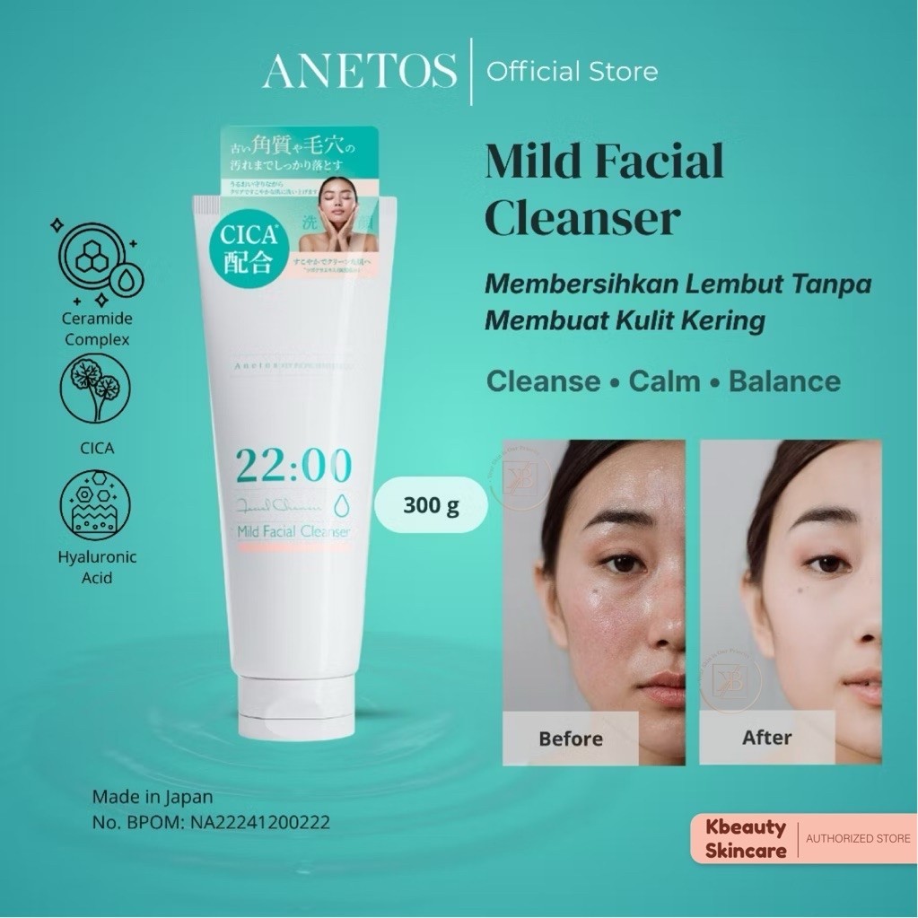 Anetos Mild Facial Cleanser – 300g (Sabun Cuci Muka, Pencuci Muka Untuk Mengatasi Jerawat, Aman untu