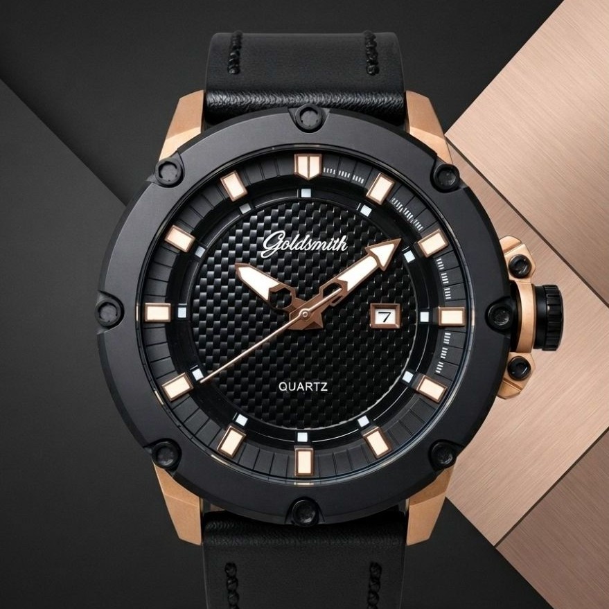 Goldsmith time jam tangan pria analog 8073 lthr
