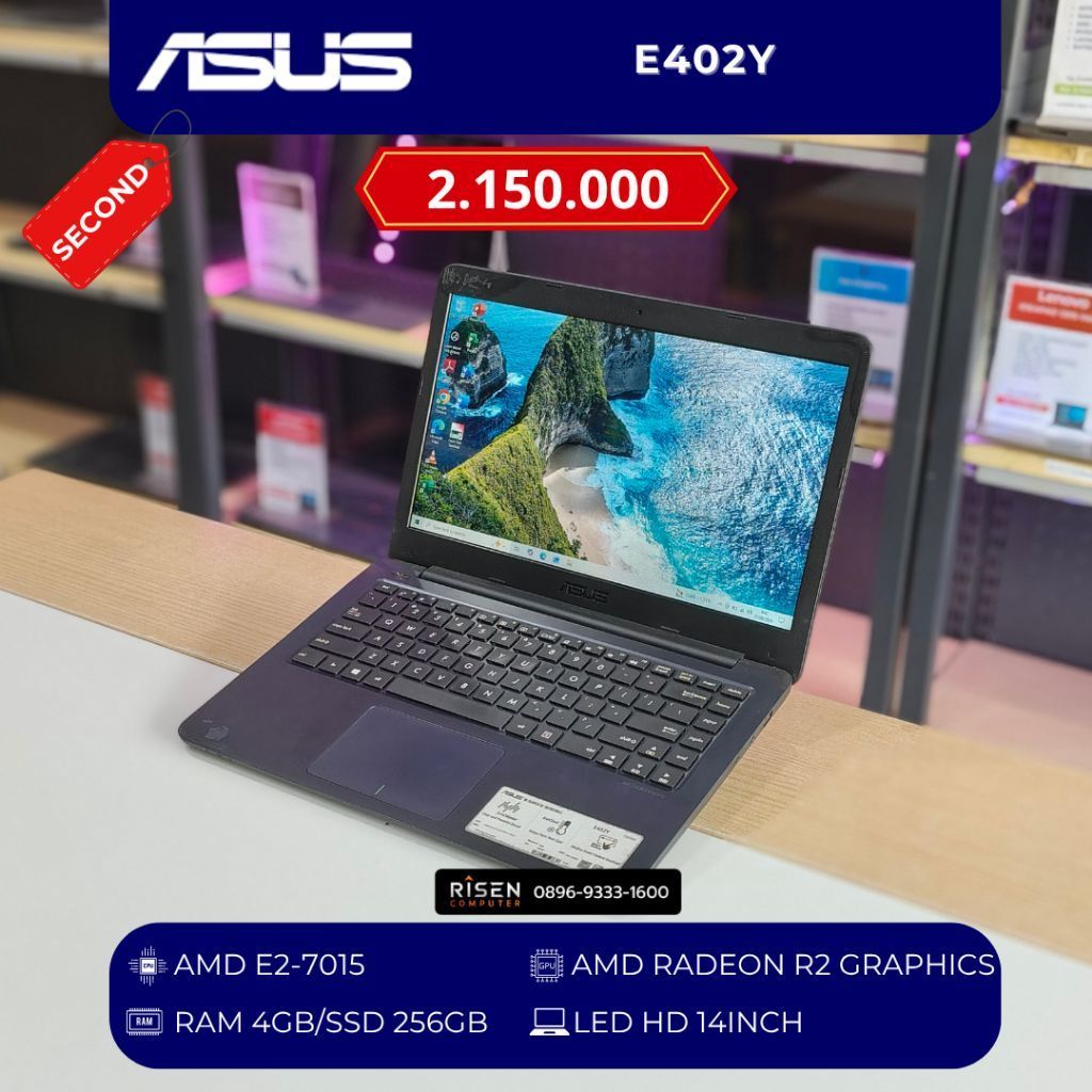 ASUS E402Y AMD E2-7015 RAM 4GB SSD 256GB HD 14Inch Notebook Second Bekas Laptop