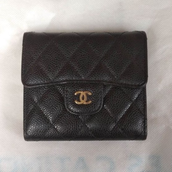 chanel caviar wallet black