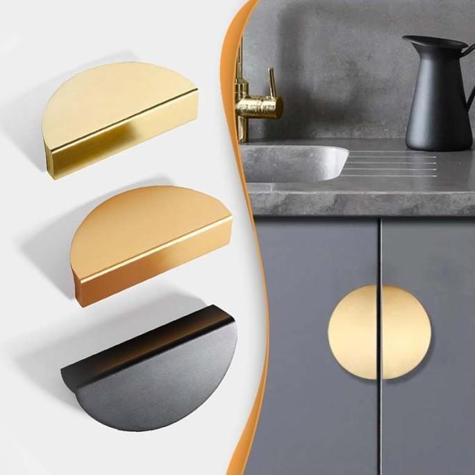 TSUZEMON Handle Lemari Semi  Tarikan Laci Aluminium Handle Laci Minimalis Brushed Tarikan Laci Bulat