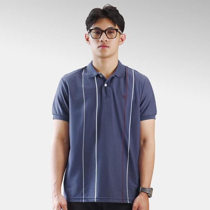 MATSUDA Baju Kaos Polo Shirt Dewasa Stripe Pria Kerah Katun Tarumizu OffWhite