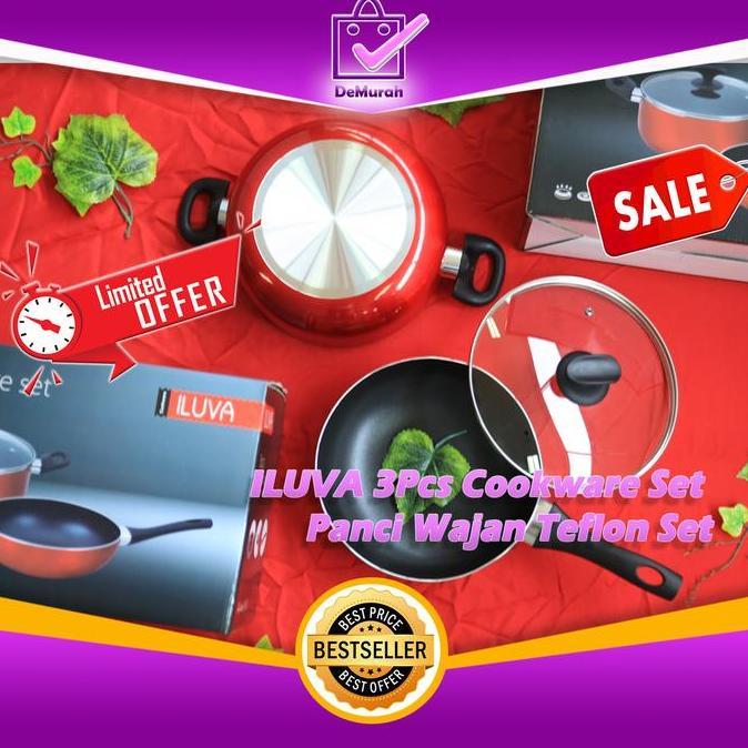 gevarnam15 - iluva 3pcs cookware set panci wajan teflon set 0462